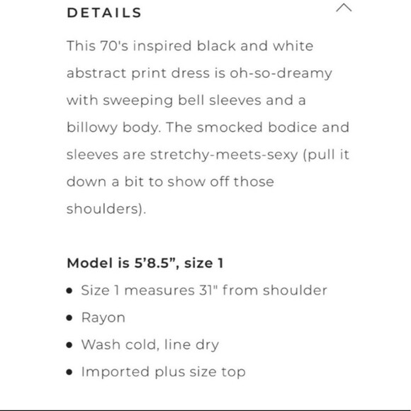 NWT 70's Inspired LCAS Abstract Smoked Bodice Bell Sleeve Dress - Picture 12 of 12